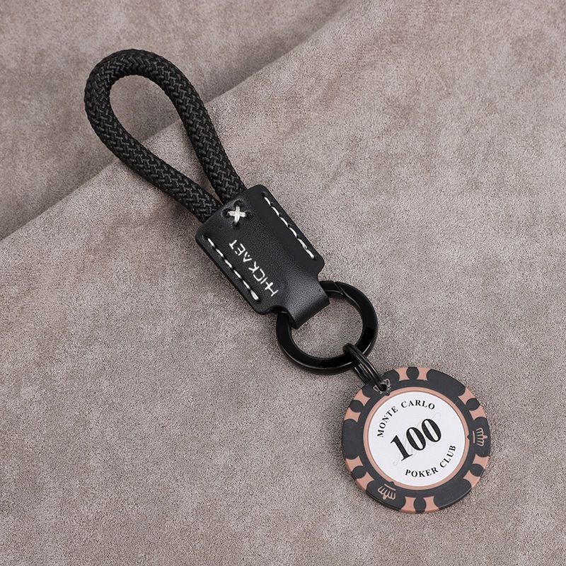 Chips Dice Cowhide Good Luck Car Keychain Original Bag Couple Pendant Personality High End Men And Women Pendant_autovado.com