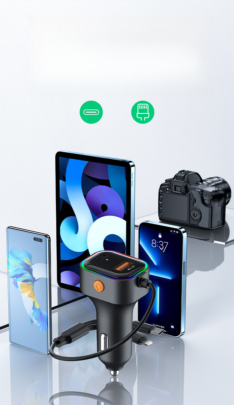 USB One To Two With Cable Charger, Multifunctional Car Phone Charger_autovado.com