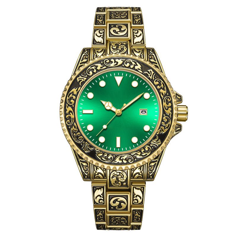Fashion New luminous calendar men's watches men's watches retro carved art watches_autovado.com