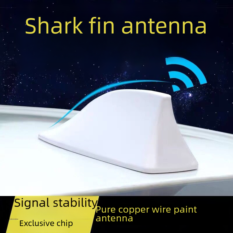 Car decoration shark-fin antenna with signal radio roof pasted tail fin modification free of drilling_autovado.com