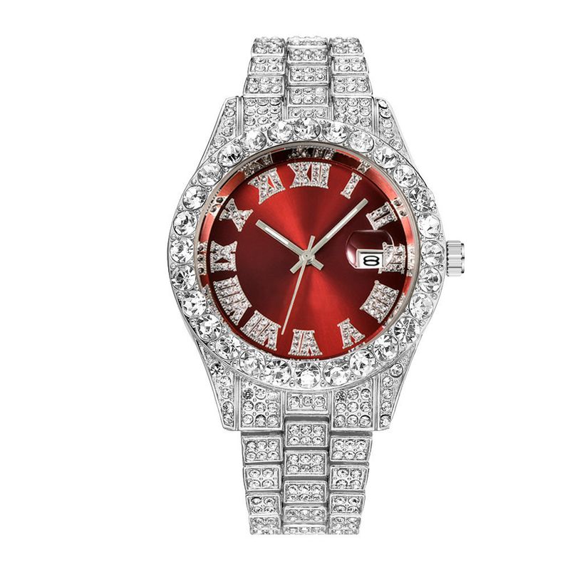New men's steel belt quartz watch hip-hop business steel belt calendar men's full diamond men's watch men's_autovado.com