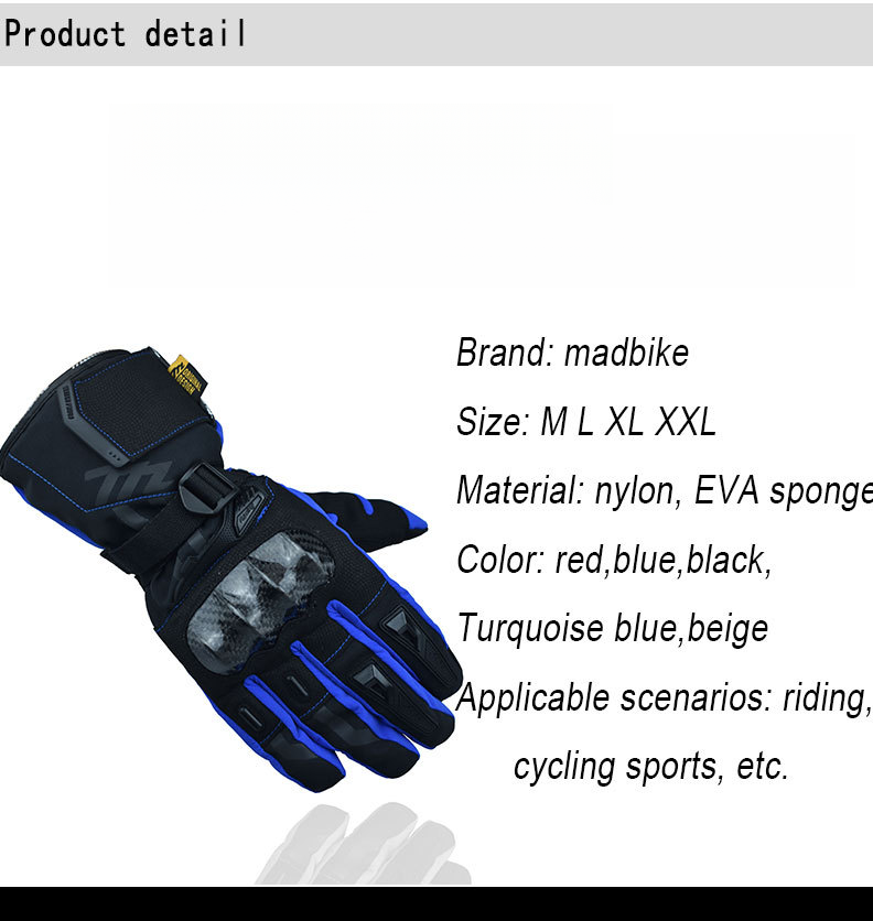 MADBIKE Winter Motorcycle Touchscreen Waterproof Drop-proof Warm Riding Off-road Thickened Long Carbon Fiber Gloves_autovado.com