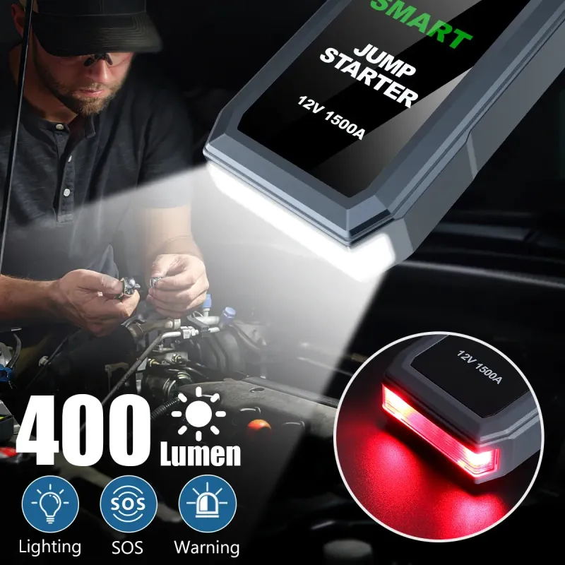 Car Jump Starter 1500A Battery Charger 16800mAh Emergency Power Bank Booster With LED Lighting Starting Device For 12V_autovado.com