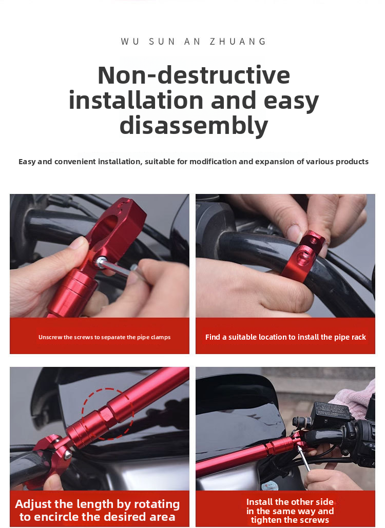 Motorcycle Modification Thickened Crossbar Extension Handlebar Balance Pull Rod Electric Vehicle Reinforced Headstock_autovado.com