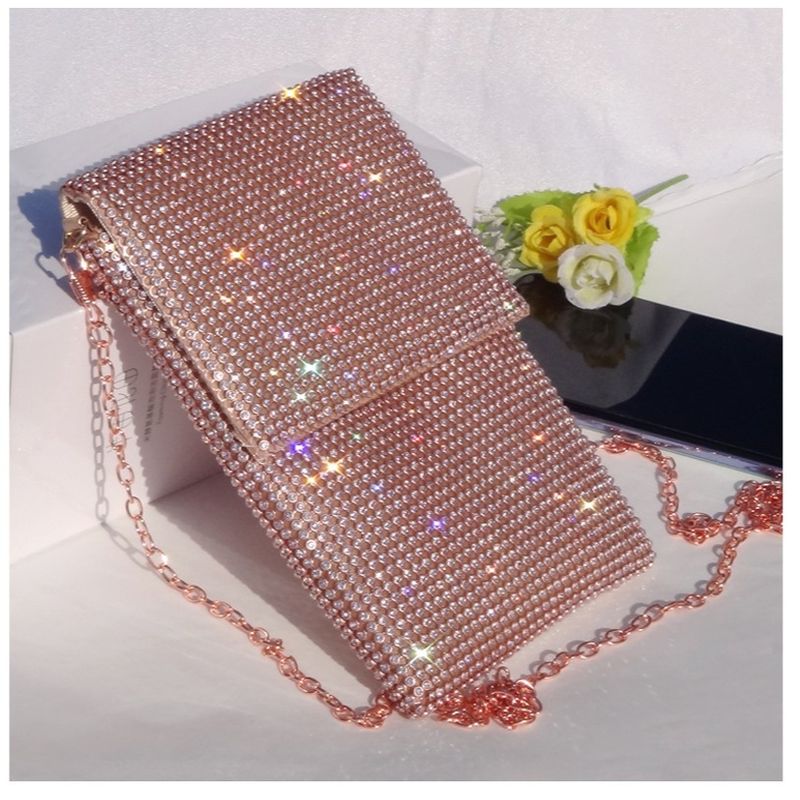 Evening Bags Diamond-encrusted Mobile Phone Bag Women's Crossbody Bag Chain Shoulder Bag Advanced Sense Vertical Evening Small Bag_autovado.com
