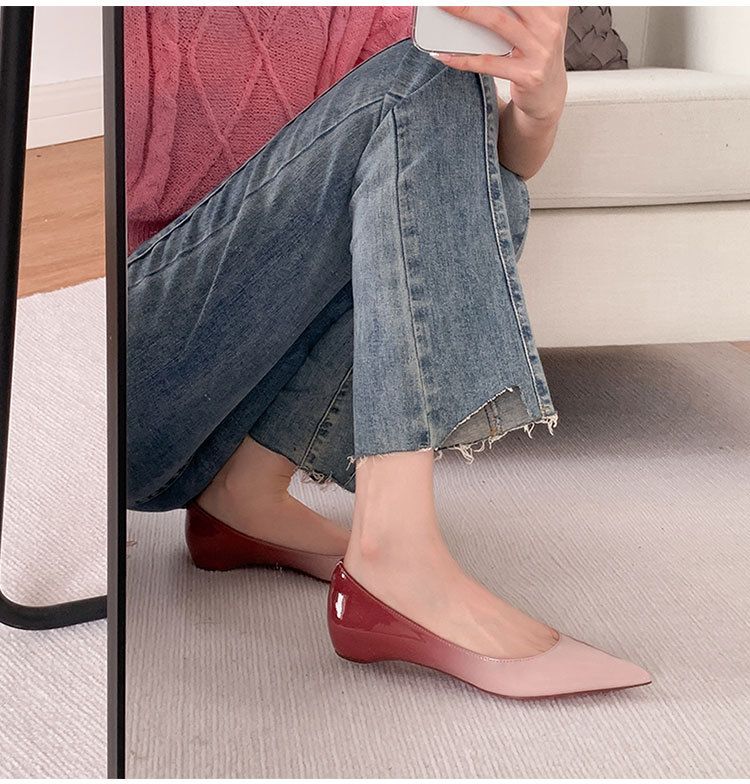 Women's shinguchi party commuter big size premium red bottom nude pointed flats_autovado.com