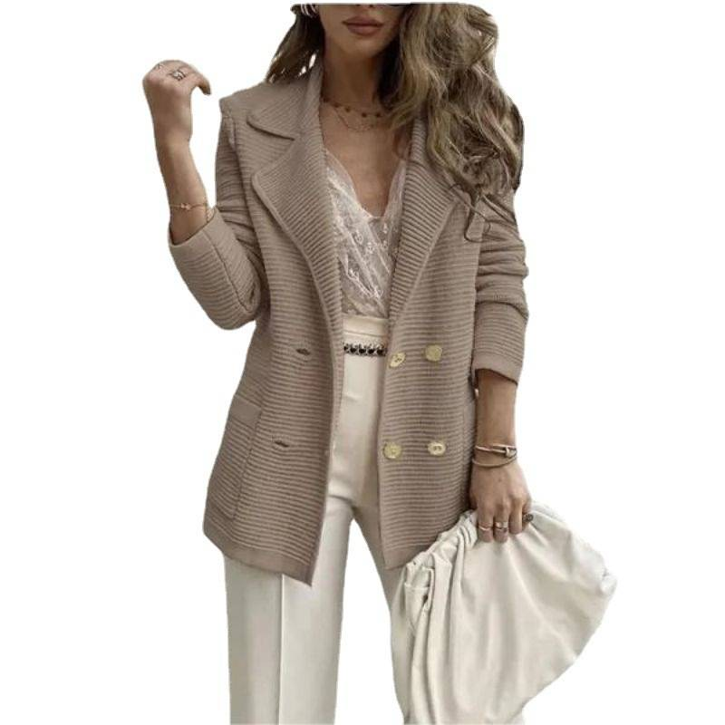 Women's Clothing Short Casual Knitted Tops Long Sleeve Jacket Coat_autovado.com
