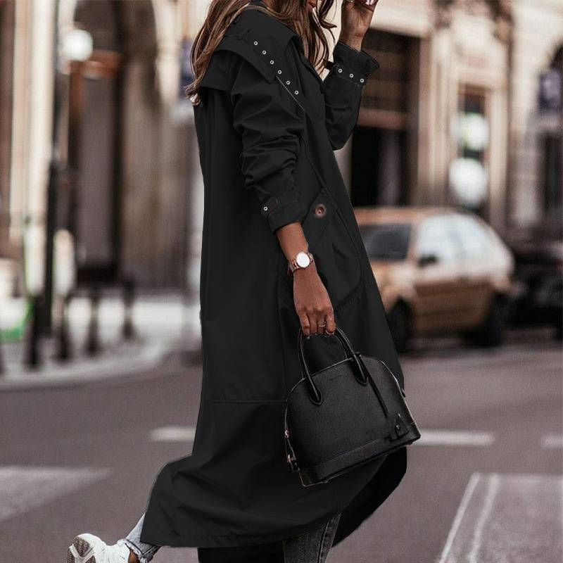 Women's Clothing new style temperament niche personality leisure large lapel medium and long windbreaker jacket _autovado.com
