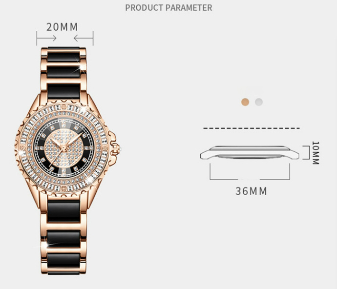 Watch for Women Ceramic Strap with Full Diamond Dial Quartz Ladies Fashion Watch Waterproof Stainless Steel Wristwatch_autovado.com