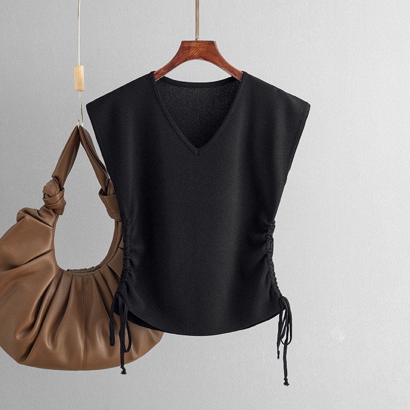 Women's new chic drawstring short slim fit top_autovado.com