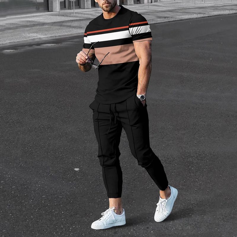 Men's Clothing loose sports suit 3D digital printing personalized fashion short-sleeved trousers_autovado.com