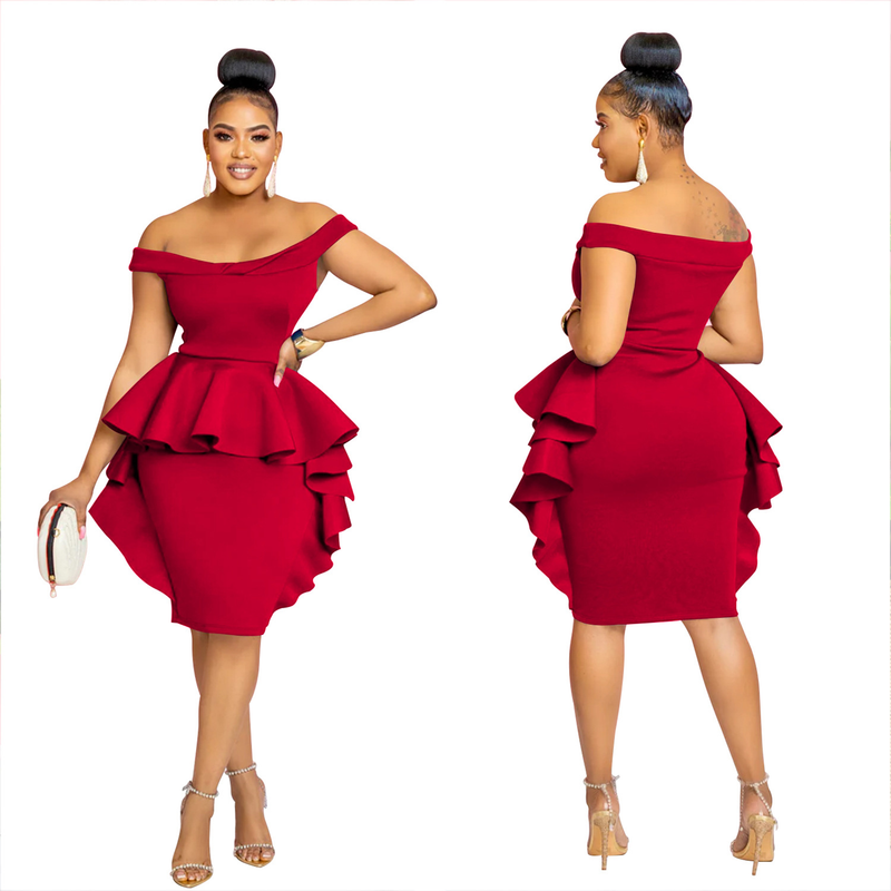 Women's solid color sleeveless ruffle skirt dress for women_autovado.com