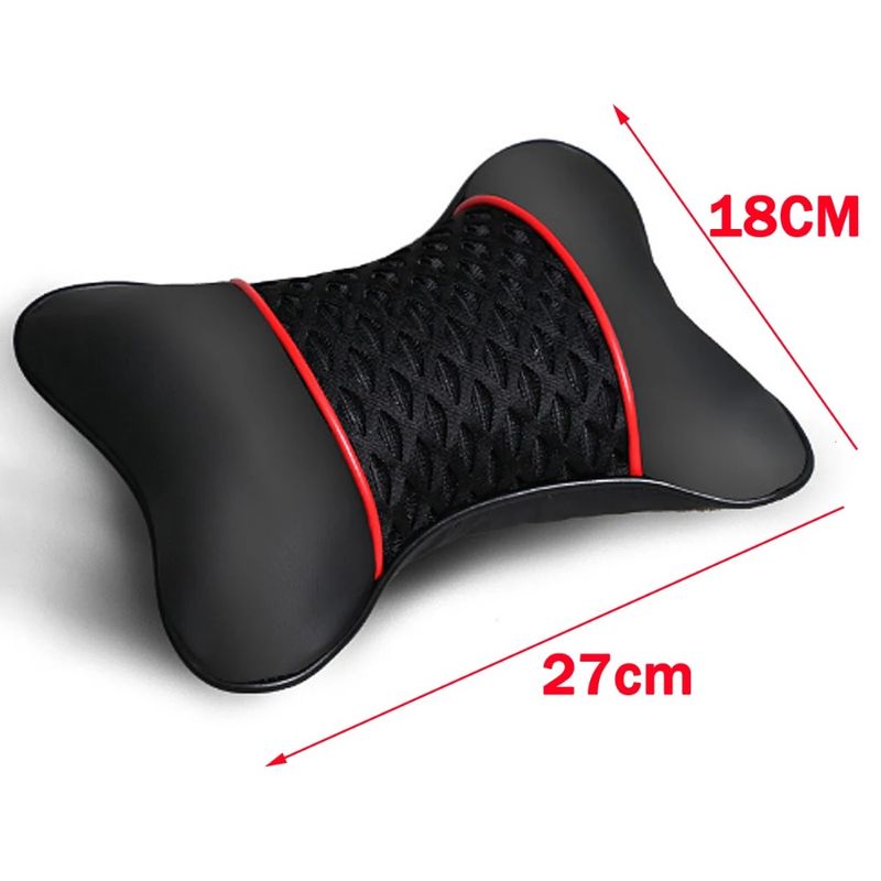 2Pcs PU Leather Knitted Car Pillows Headrest Neck Rest Cushion Support Seat Accessories Auto Black Safety Pillow_autovado.com