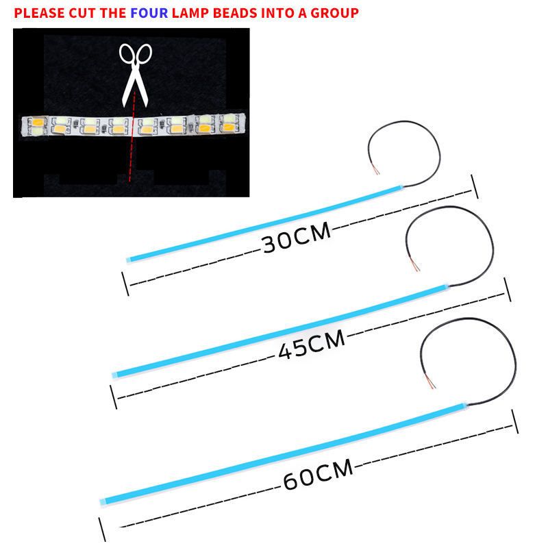 Car Headlight Start Scan Ultra-thin Guide Strip New LED Flowing Turn Signal Tear Eye Universal Daytime Running Light_autovado.com