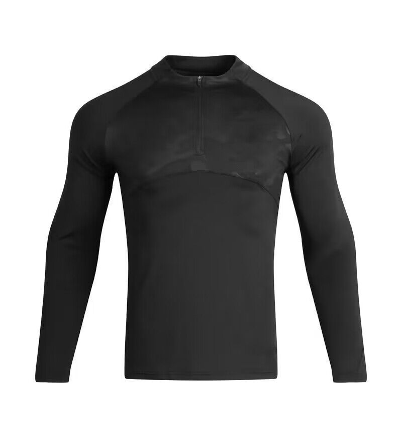 Men's Clothing Long-Sleeved T-Shirt Men's Sports Outdoor Tops Quick-Drying Breathable Running Fitness Training Suit Half-Zip Stand Collar_autovado.com