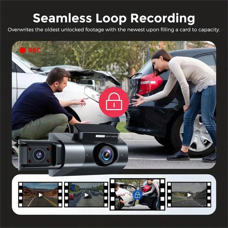 Driving recorder HD 1080P with WiFi with display three-recording three-lens car front car rear reversing image_autovado.com