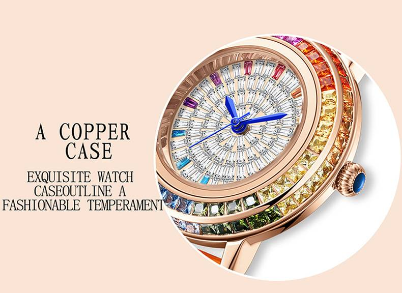 Ladies high-end crystal jewelry with diamond inlaid quartz watch, light luxury dress jewelry watch_autovado.com