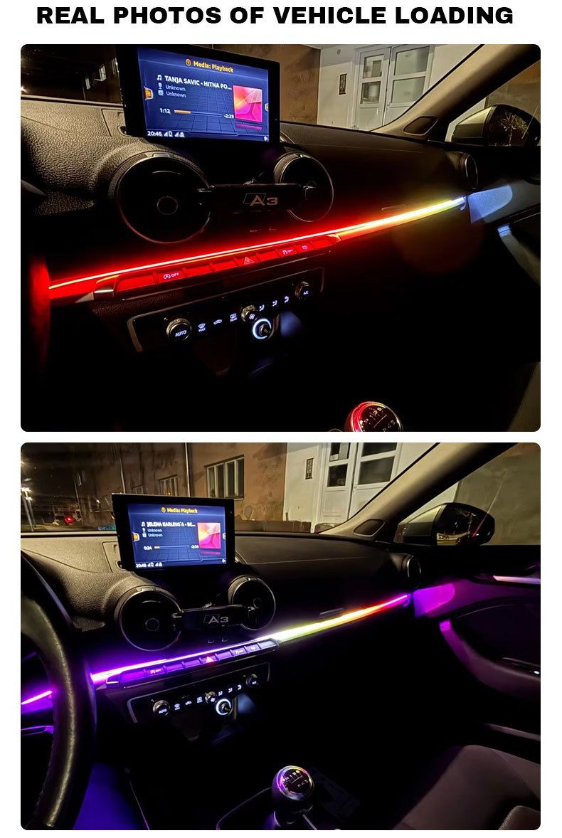 Car Central Control LED Acrylic Interior Colorful Flowing Ambient Decorative USB Light_autovado.com