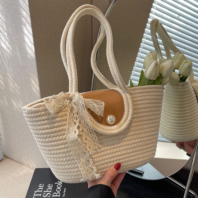 Chic Handbags 2024 New Woven Holiday Shoulder Bag Fashionable and Versatile Large-capacity Tote Bag Beach Bucket Bag_autovado.com