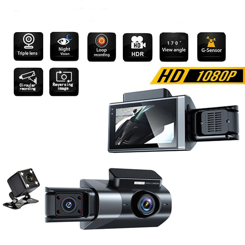 High-definition 1080P three-recording driving recorder multi-lens panoramic parking app interconnected monitoring vehicle camera_autovado.com