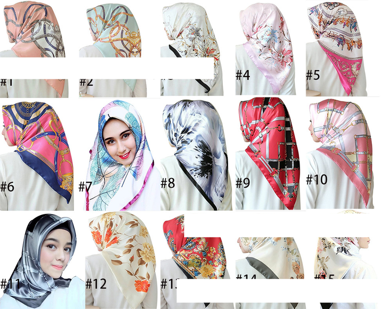 Unisex All vintage chain printed silk scarf satin color 90cm fashion square shawl woman_autovado.com