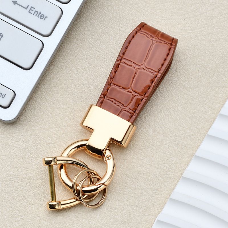 Simple Leather Bag Pendant Creative Horseshoe Buckle Leather Key Accessories New Fashion Leather Rope Car Key Chain_autovado.com