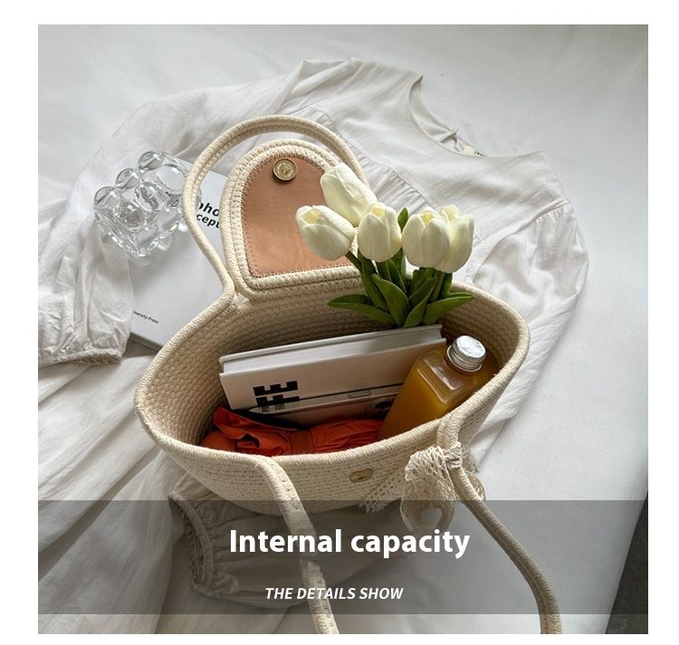 Chic Handbags 2024 New Woven Holiday Shoulder Bag Fashionable and Versatile Large-capacity Tote Bag Beach Bucket Bag_autovado.com