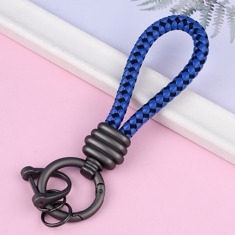 Braided Leather Rope Car Keychain Business Horseshoe Buckle Key Accessories Creative Bag Keychain Metal Pendant_autovado.com