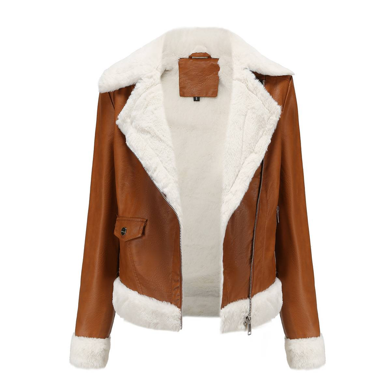 New Suede women's long-sleeved warm lapel jacket European and n commuter casual jacket_autovado.com