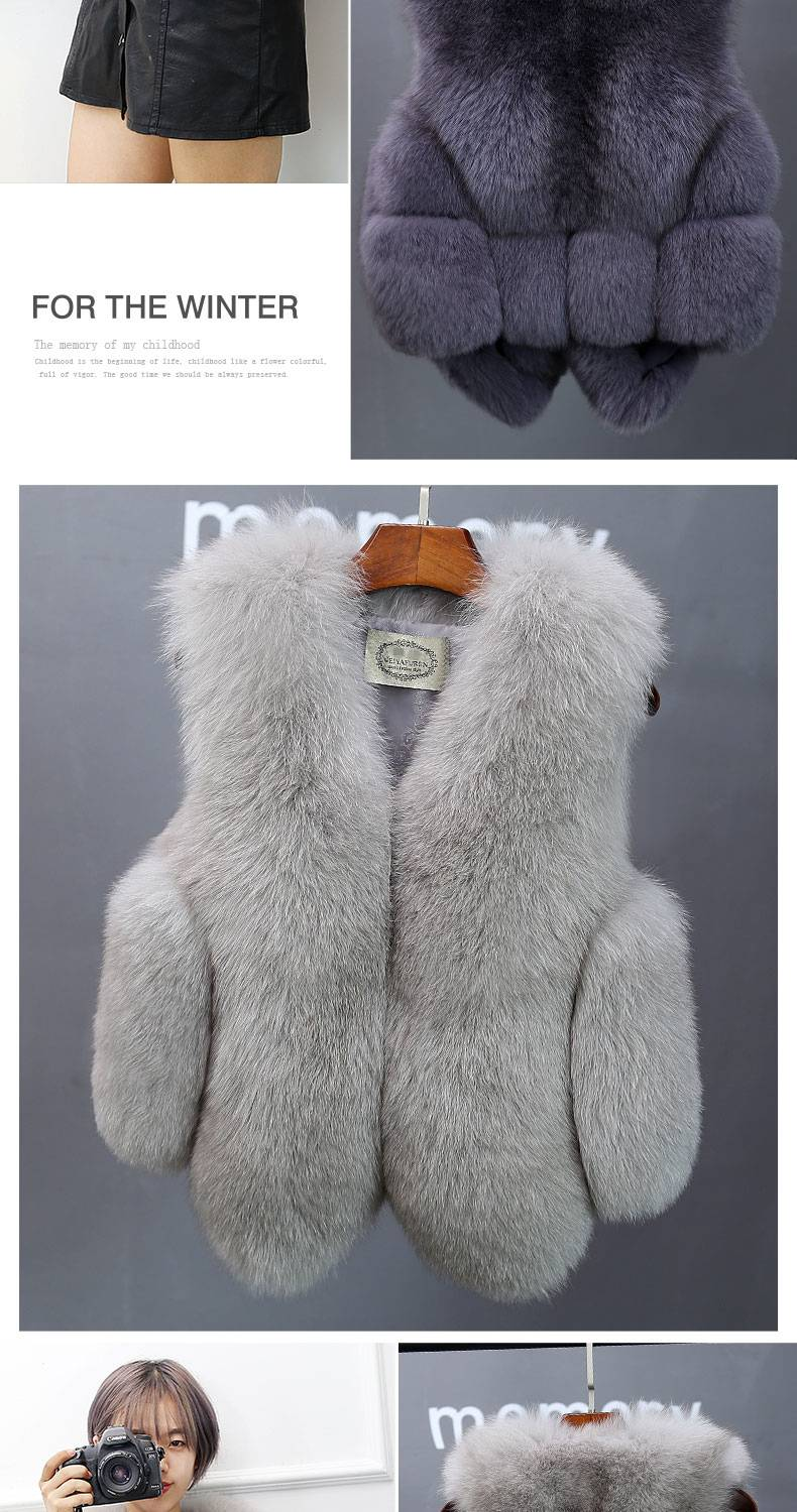 Women's Clothing Fox Fur Vest Women's Winter Vest Ladies Stitching Vest Short Fur Coat_autovado.com