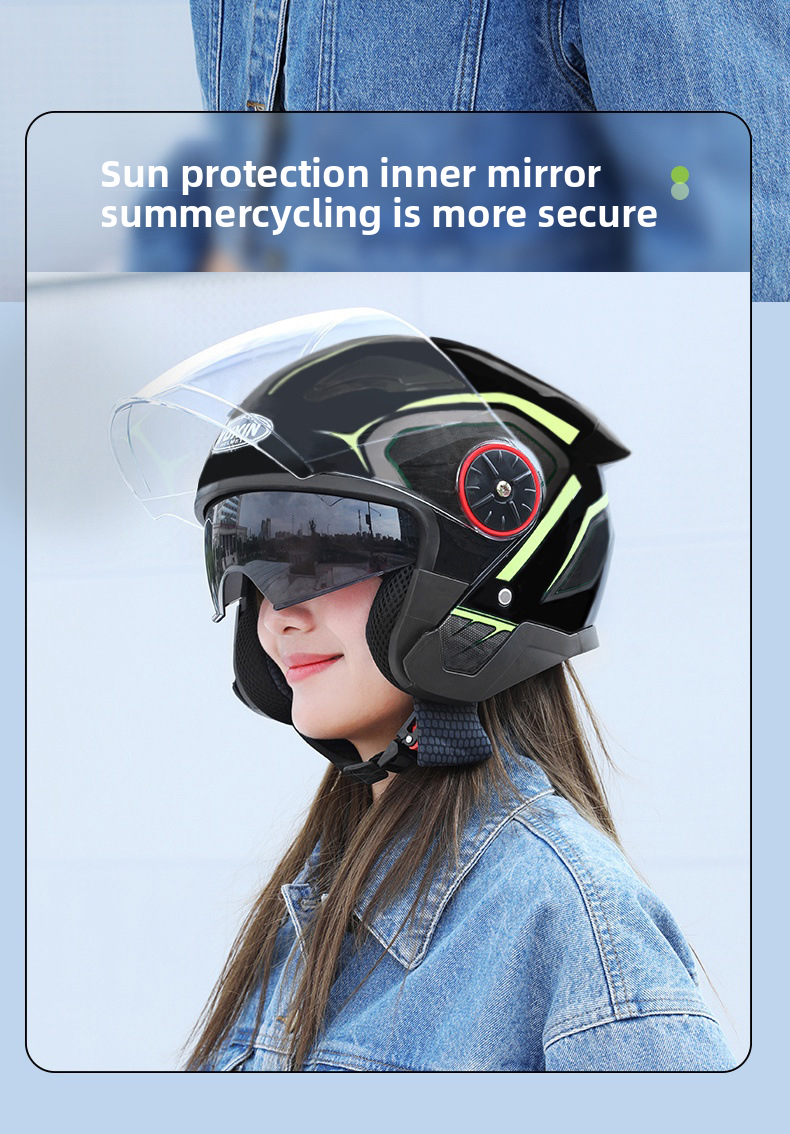 New National Standard Electric Vehicle Women's Four Season Universal Winter Anti Fog And Warm Half Helmet, Men's Double_autovado.com