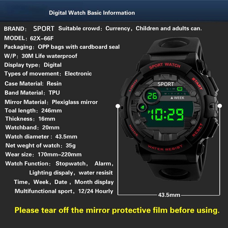 Fashion Trend Atmospheric Digital Disc Glow-in-the-dark Watch Student Multifunctional Outdoor Sports Electronic Watch_autovado.com