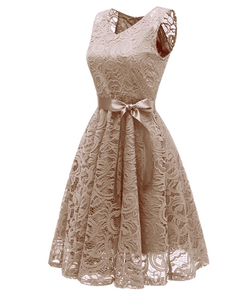 Women's Nordic small fresh V-neck mature women's big swing lace women's dress_autovado.com
