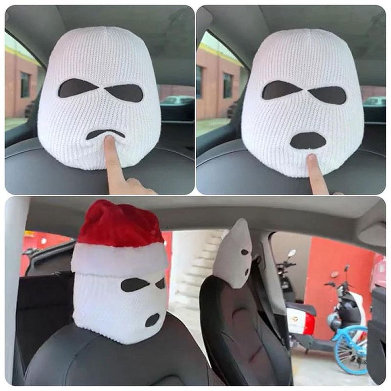 3-hole Funny Car Seat Headrest Cover, Decorative Accessories, Special Headgear For Cow's Disease_autovado.com