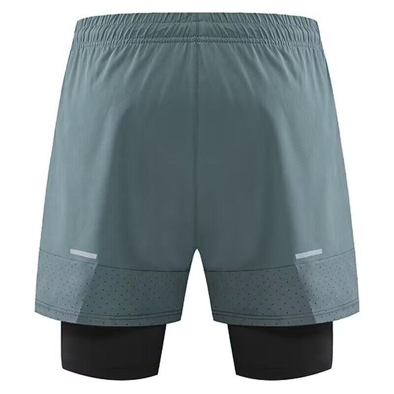 Men's Clothing Two-Piece Sports Shorts Training Pants Fitness Running Marathon Shorts Foot Blue Shorts_autovado.com