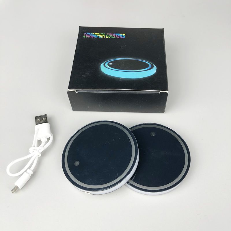 Automotive LED Luminous Water Mat Pattern Can Be Modified With Acrylic Car Cup Slot Ambient Light 68MM Diameter Seven_autovado.com