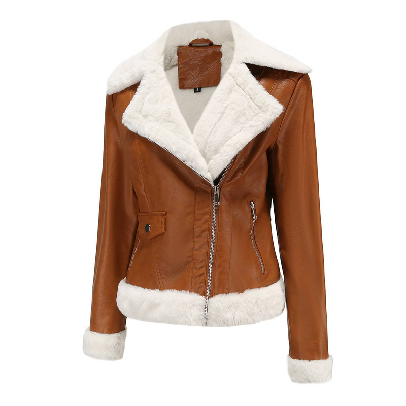 New Suede women's long-sleeved warm lapel jacket European and n commuter casual jacket_autovado.com