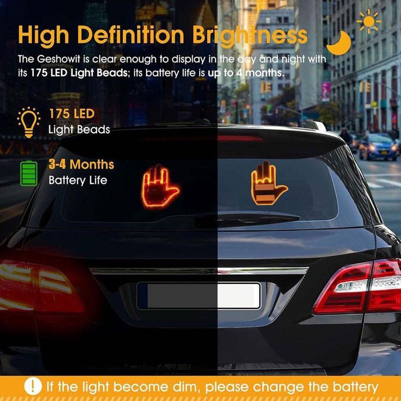 Car Finger Gesture Car Mounted Multifunctional Warning Anti-collision Tail Lights, Interactive Palm Lights_autovado.com