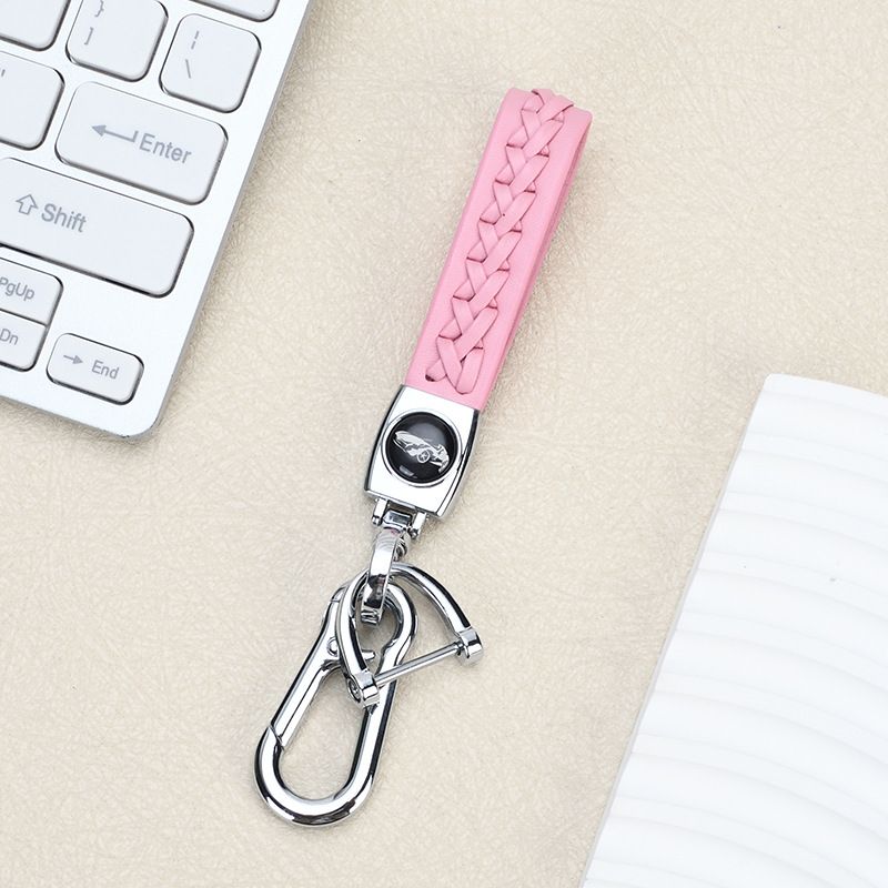 Lambskin Braided Car Keychain Hand Woven Rope Couple Keychain Car Metal Keychain_autovado.com