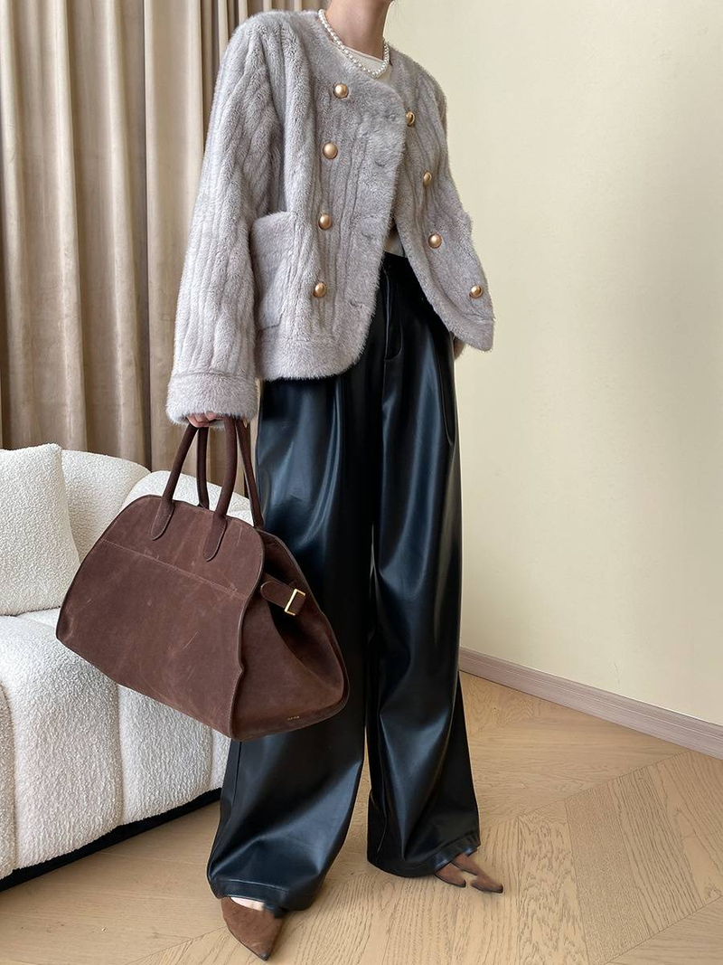 Women's Clothing marble texture design mink plush eco-friendly fur coat_autovado.com
