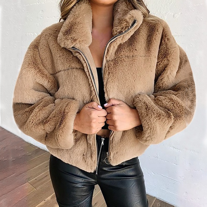 Women's Clothing clothing autumn and winter rabbit fur fur zipper cardigan plush warm jacket_autovado.com