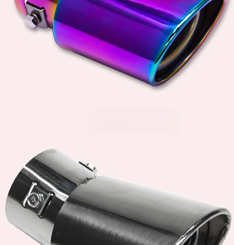 Cross-Border Wholesale Blue Tail Decoration Large Curved Straight Stainless Steel Car Exhaust Pipe Muffler_autovado.com