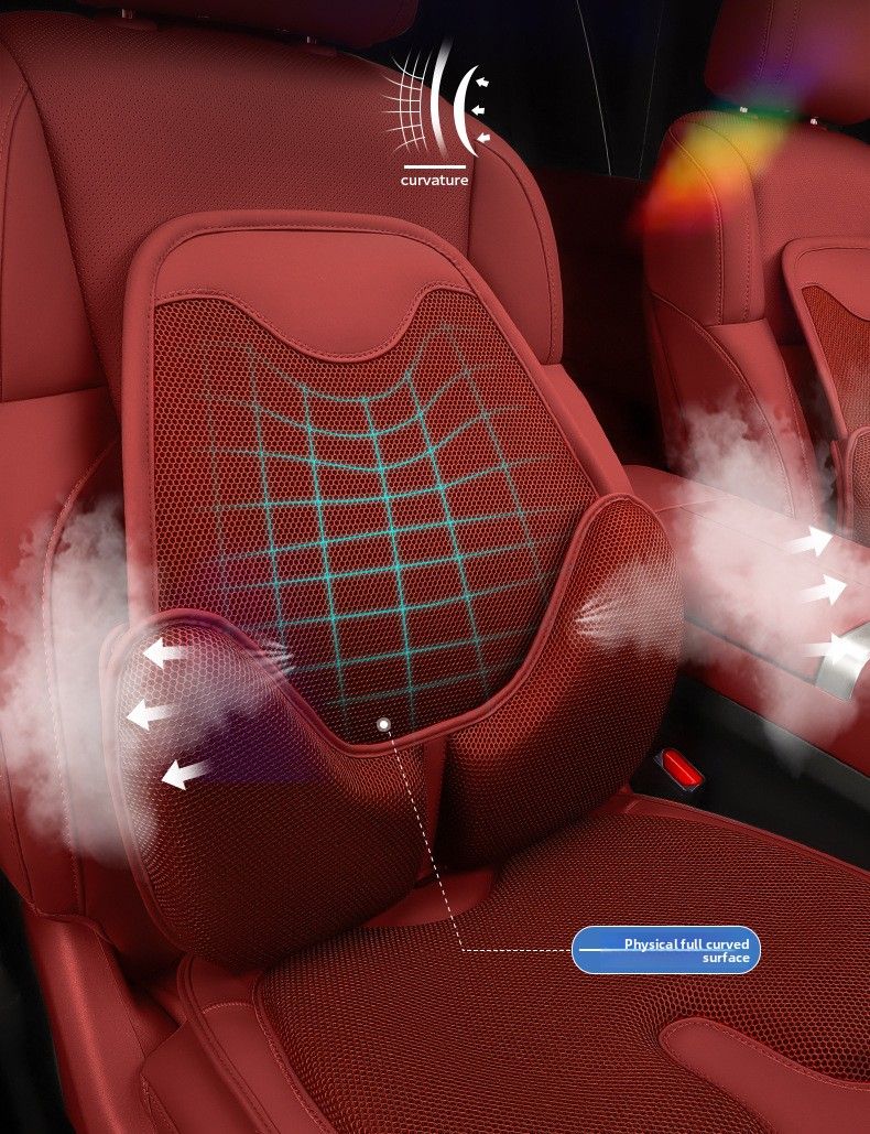 Comfortable Non-slip Universal Car Cover Ventilation Ice Silk Four Seasons Breathable Seat Cushion Waist Support_autovado.com