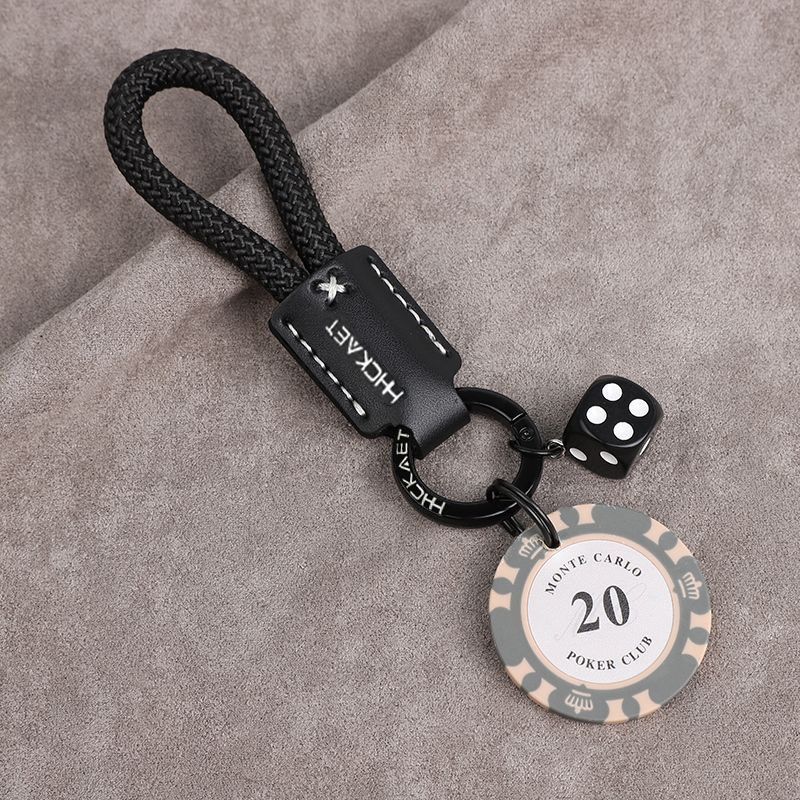 Chips Dice Cowhide Good Luck Car Keychain Original Bag Couple Pendant Personality High End Men And Women Pendant_autovado.com