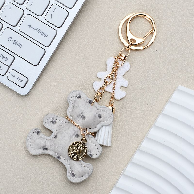 Ins Style Cute Necklace Bear Leather Key Pendant Creative Cartoon Ladies Bag Car Key Chain_autovado.com