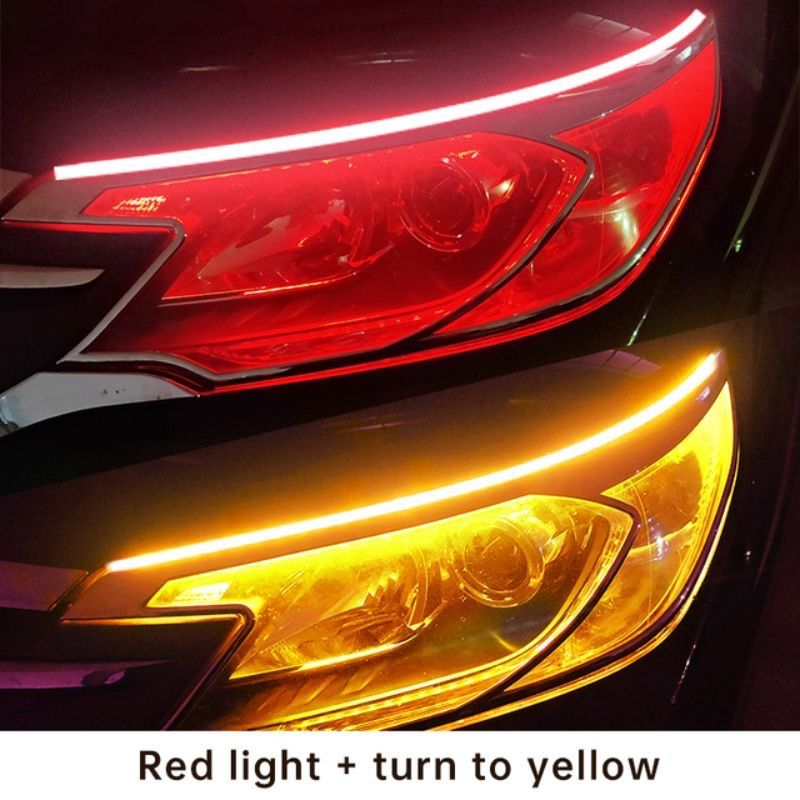 Car Daytime Running Ultra-Thin Guide Flowing Turn Signal Universal LED Silicone Light Strip No Disassembly Required_autovado.com