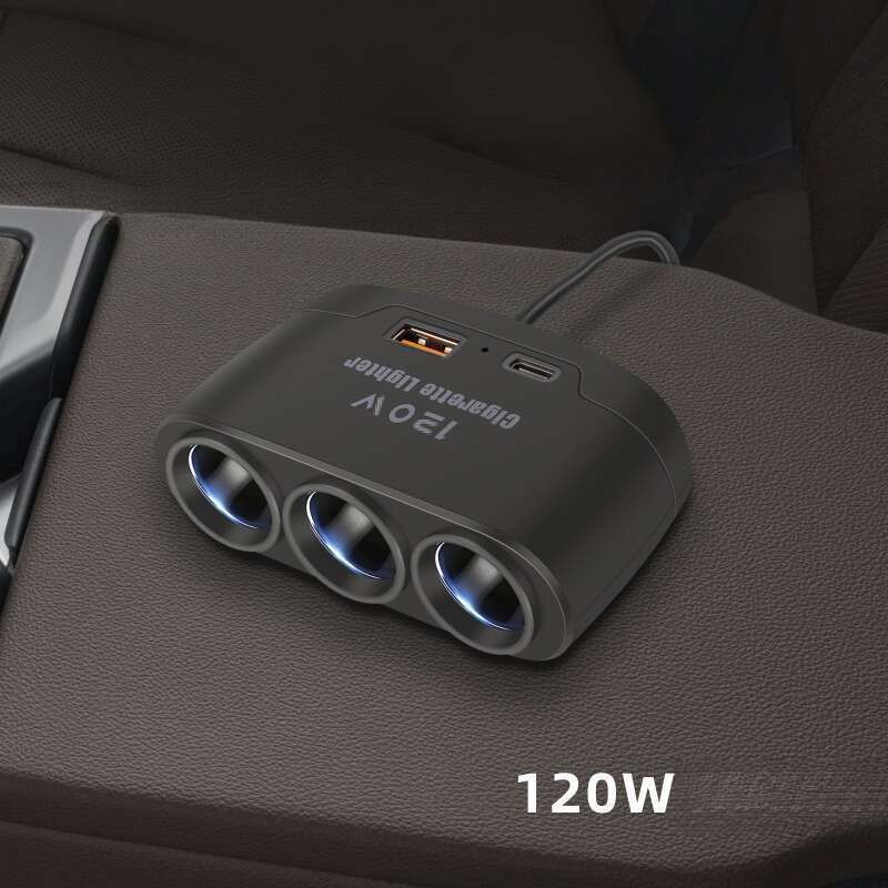 Multi Functional Charger, Car Cigarette Lighter, One To Three With USB+PD Fast Charging Interface, 12V24V Universal_autovado.com