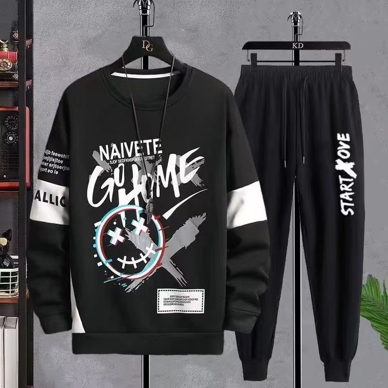 Men's Clothing Casual sports suit sweatshirt men's spring and autumn printed men's autumn clothes loose two piece suit men's clothing wholesale_autovado.com