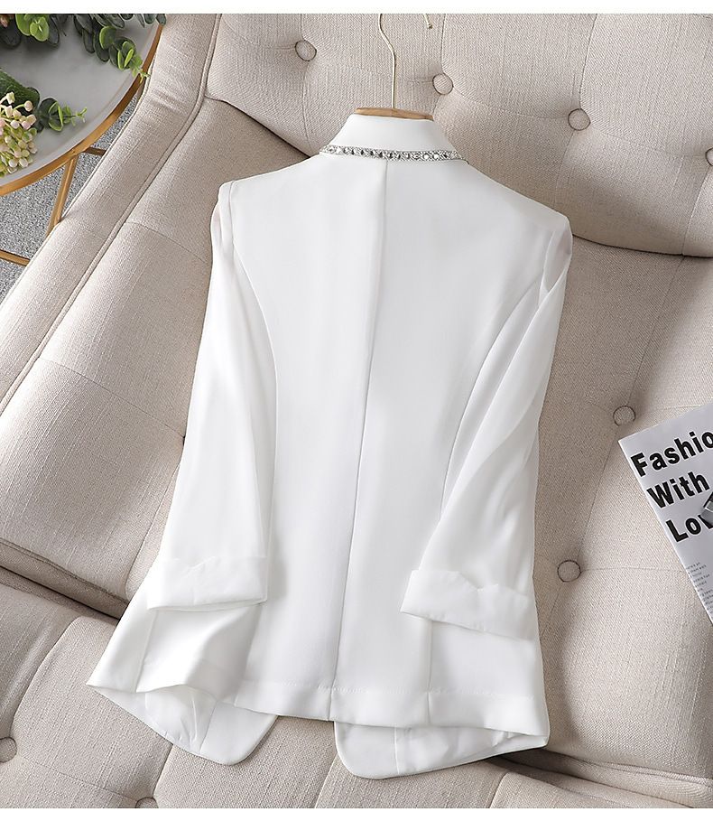 Women's Clothing White small suit jacket for women 2023 new spring and autumn Korean style casual high-end fashion suit ladies tops_autovado.com