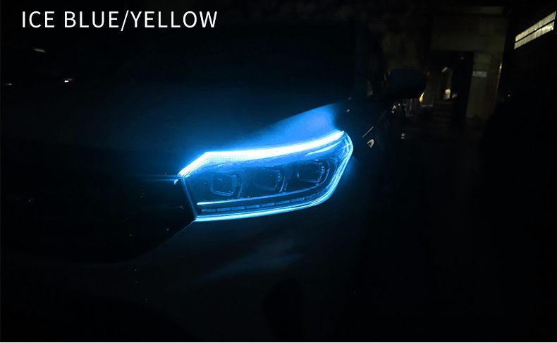 Car Ultra-Thin LED Daytime Running Guide Flowing Dual Color With Turn Signal Universal Silicone Decorative Light Strip_autovado.com